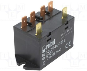 R20-3022-96-1012, Реле электромагнитное, DPST-NO, Uобмотки 12VDC, 25А, 25A/250ВAC