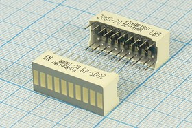 Светодиодная шкала 10x25x 8, красный x10, 9000, корпус белый матовый, DC-10EWA