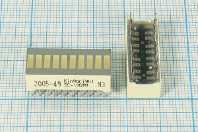 Светодиодная шкала 10x25x 8, красный x10, 9000, корпус белый матовый, DC-10EWA Светодиодная шкала 10x25x 8, красный x10, 9000, корпус белый матовый, DC-10EWA