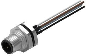 643421100405, Circular Connector, M12, Socket, Straight, Poles - 5, Wire, Panel Mount