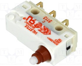V4LST7UL, Micro Switch V4L, 5A, 1CO, 2.5N, Plunger