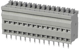 TBL009V-254-14GY-2GY, Fixed Terminal Blocks Terminal block, screwless, 2.54, Vertical, 14, Gray w Gray Button