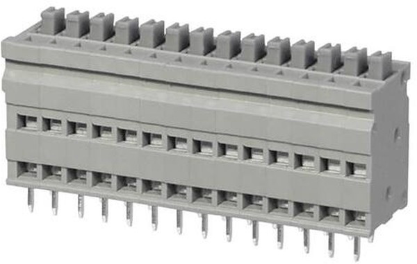 TBL009V-254-14GY-2GY, Fixed Terminal Blocks Terminal block, screwless, 2.54, Vertical, 14, Gray w Gray Button