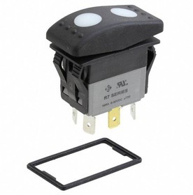 R726FF3-SXXX2BDGRW, Rocker Switches DPDT (On)Off(On) 16A 6-30 VDC