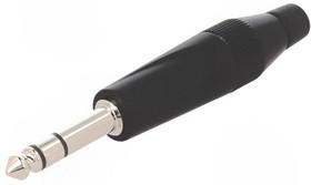 TS3PBM, Вилка; Jack 6,35мм; "папа"; stereo; прямой; на провод; пайка