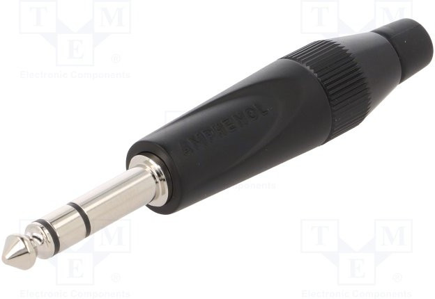 TS3PBM, Вилка; Jack 6,35мм; "папа"; stereo; прямой; на провод; пайка