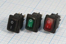 Переключатель клавишный, контакты 4T, 6А, ON-OFF, подсветка ILкрасная, KCD6-21N