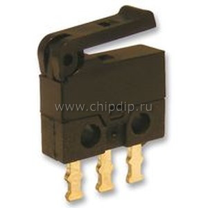 SSM-001, Microswitch, Snap Action, Lever, SPDT, Solder, 500 mA, 30 VDC