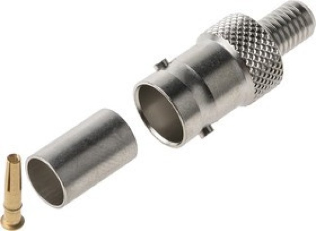 R142242000W, jack Cable Mount BNC Connector, 75, Crimp Termination, Straight Body R142242000W, jack Cable Mount BNC Connector, 75, Crimp Termination, Straight Body