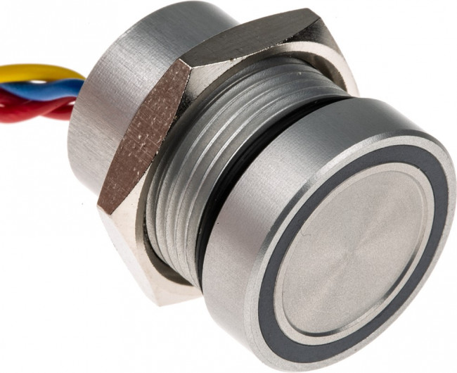 PBAR1AF0000A0W, Illuminated Piezo Switch, Momentary, Pulse, SPST, IP68, Through Hole, 200 mA @ 24 V dc, -40 +75°C