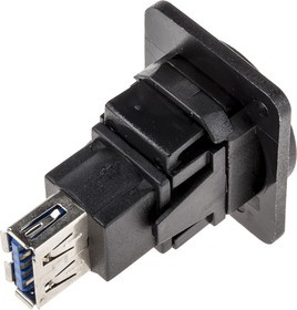 Straight, Panel Mount, Socket Type A to A 3.0 USB Connector
