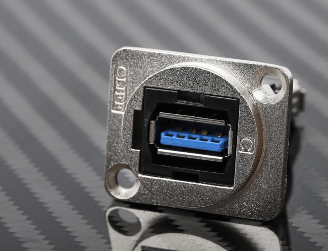 Straight, Panel Mount, Socket Type A to A 3.0 USB Connector