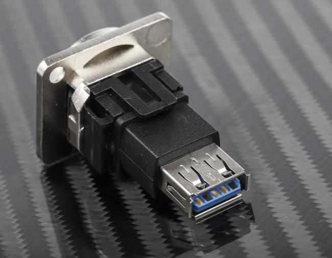 Straight, Panel Mount, Socket Type A to A 3.0 USB Connector