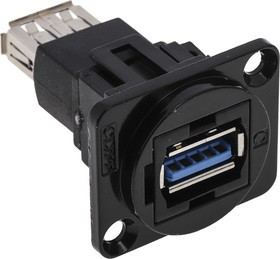 Straight, Panel Mount, Socket Type A to A 3.0 USB Connector
