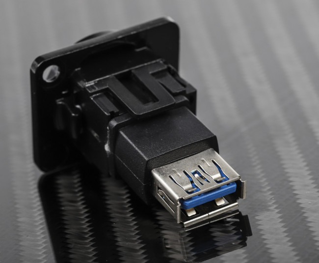 Straight, Panel Mount, Socket Type A to A 3.0 USB Connector