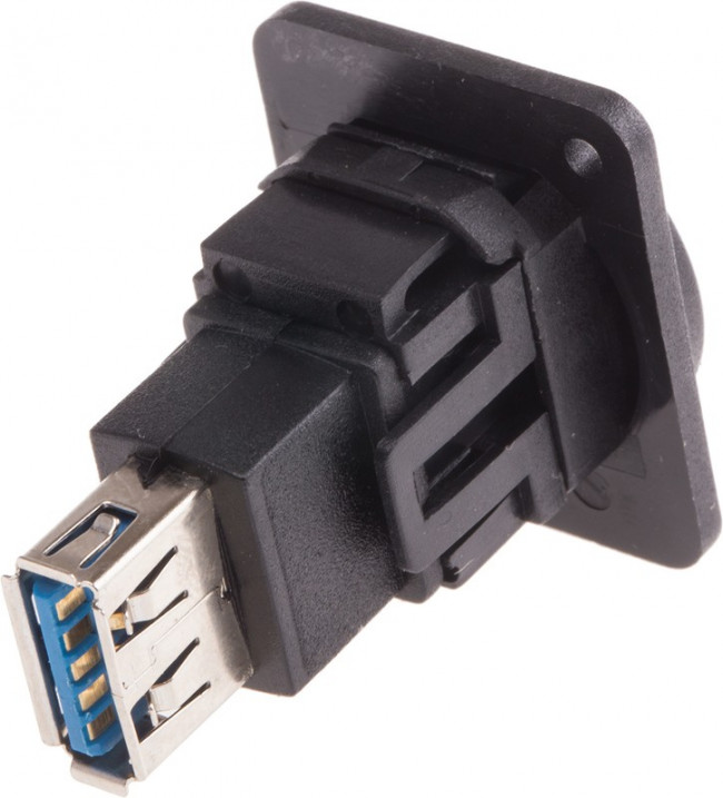 Straight, Panel Mount, Socket Type A to A 3.0 USB Connector