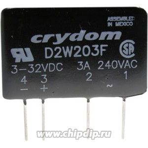 D2W203F, реле твердотельное 3-32VDC 3A/24-240VAC SIP SSR ZC snubber