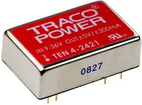 TEN 4-2421, DC/DC преобразователь, 4Вт, вход 9-36В, выход 5,-5В/300мА TEN 4-2421, DC/DC преобразователь, 4Вт, вход 9-36В, выход 5,-5В/300мА