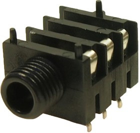 FCR1215, Телефонный аудио разъем, 1/4", 3 контакт(-ов), Гнездо, 6.35 мм, Монтаж на Печатную Плату