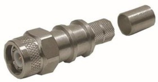 EZ-600-TM-X, RF Connectors / Coaxial Connectors TNC-Male (plug) crimp connector (non-solder pin) hex/knurl nut, no braid trim