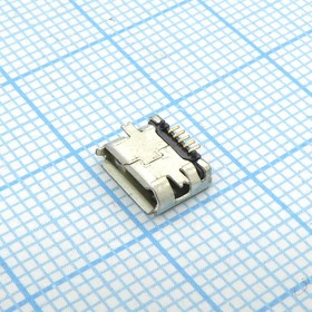 microUSB 5BFR, (розетка угловая), Разъем Micro USB тип B, USB 2.0, розетка угловая, 5 выводов
