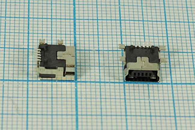Разъем mini USB B-5SB розетка, тип B, контакты 5P4C, монтаж на плату, угловой, SMD, miniUSB B-5SB Разъем mini USB B-5SB розетка, тип B, контакты 5P4C, монтаж на плату, угловой, SMD, miniUSB B-5SB