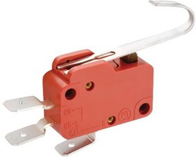 01006.1801-02, Микропереключатель, Миниатюрный, Изогнутый Пружинный Рычаг, SPDT, Быстрое Соединение, 10 А