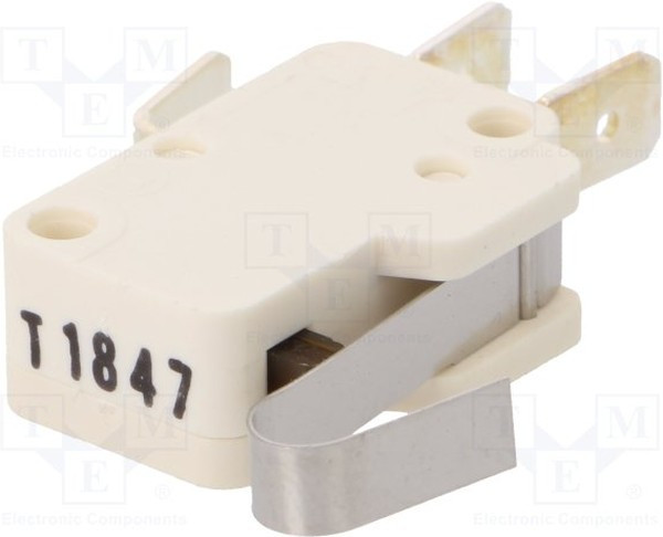 01006.1801-02, Микропереключатель, Миниатюрный, Изогнутый Пружинный Рычаг, SPDT, Быстрое Соединение, 10 А