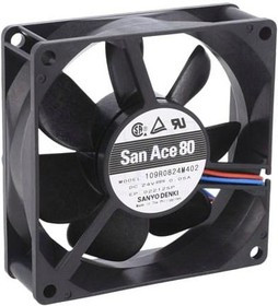 109R0824M402, 109R Series Axial Fan, 24 V dc, DC Operation, 49.8m³/h, 1.2W, 50mA Max, 80 x 80 x 25mm