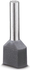 3200975, AI-TWIN2X 0.75-10 GY Insulated Crimp Bootlace Ferrule, 10mm Pin Length, 1.8mm Pin Diameter, 2 x