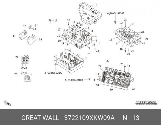 Реле 4 контакта 40А без полости HAVAL 3722109XKW09A