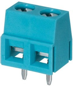 TB006-508-02BE, Fixed Terminal Blocks Terminal block, screw type, 5.08 , horizontal, 2 poles, CUI Blue, slotted screw, PCB mount