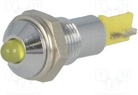 SMQD06104, Индикат.лампа: LED, выпуклый, 24-28ВDC, Отв: d6,2мм, IP40, металл