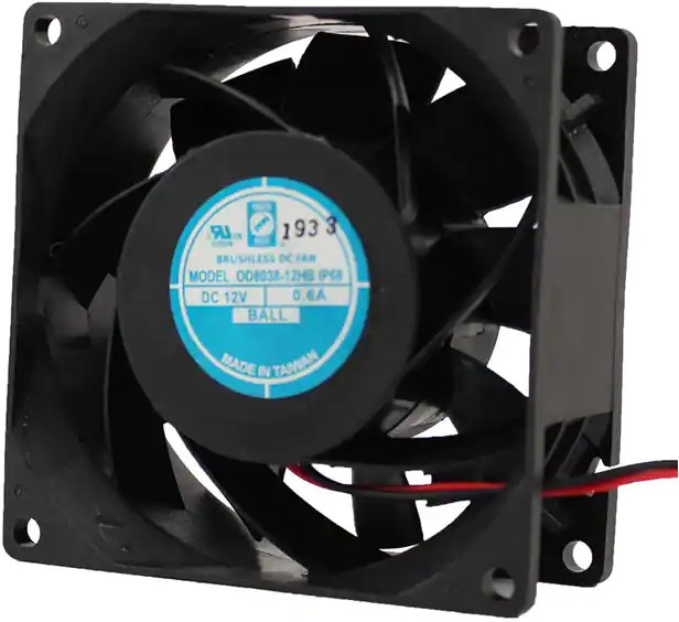 OD8038-24HBIP68, AXIAL FAN, BALL, 71CFM, 49DB, 7.2W, 24V