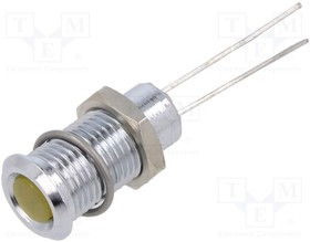 19010002, Индикат.лампа: LED; плоский; желтый; 2,1ВDC; O8мм; 2pin; металл