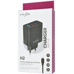 Блок питания (сетевой адаптер) VIXION H2c 2xUSB QC 3.0, 2.4A с кабелем Type-C 1м (черный)