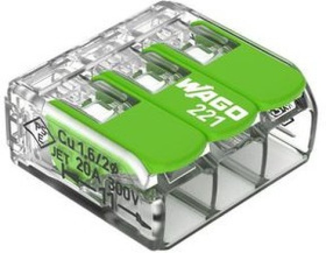 Connection clamp, 3 pole, 4.0 mm², clamping points: 3, transparent, cage clamp, 32 A