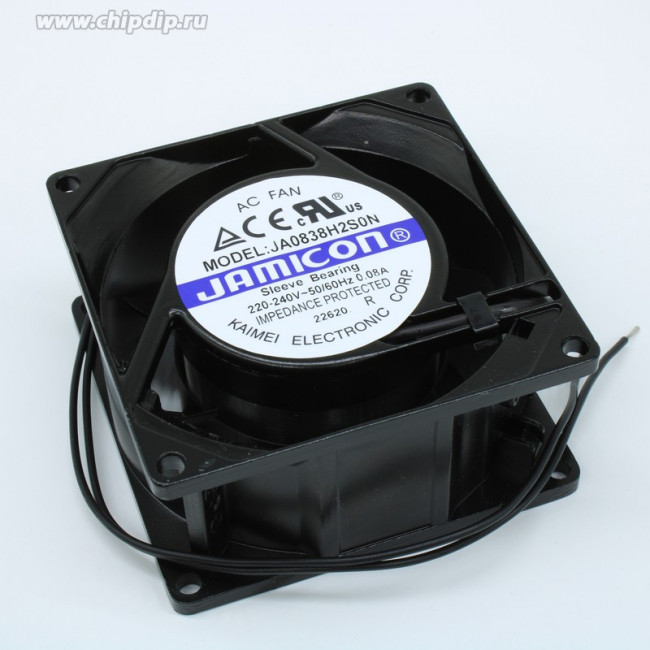 JA0838H2S0N-L, вентилятор 220В 80х80х38мм втулка провода JA0838H2S0N-L, вентилятор 220В 80х80х38мм втулка провода