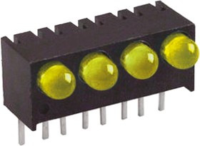 551-1207-004F, 551-1207-004F, Yellow Right Angle PCB LED Indicator, 4 LEDs, Through Hole 1.8 V
