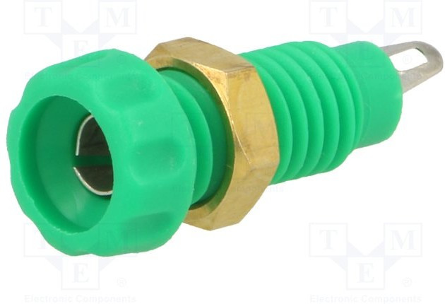 CL1460, Гнездо, "банан" 4мм, 10А, 60ВDC, 23мм, зеленый, никелированные