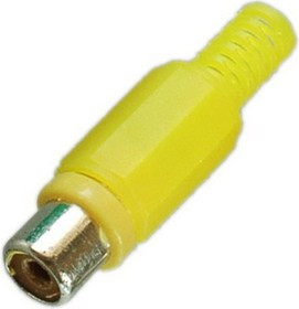 Разъем RCA гнездо пластик на кабель, желтый, PL2156