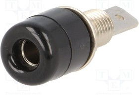 IBU5568NI-SW, Гнездо, "банан" 4мм, 32А, 70VDC, черный, Покрытие никелированные