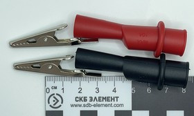 Пара тестовых зажимов типа "крокодил" с ПВХ изоляцией (красная и черная)
