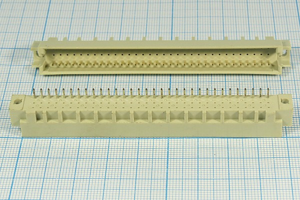 Прямоугольный соединитель штекер DIN41612, шаг P2,54мм, 96P[A],[3x32, A=1x32=32P,не полный, пластиковый, D31-32M1DL; №10099 штек ПрС DIN4161