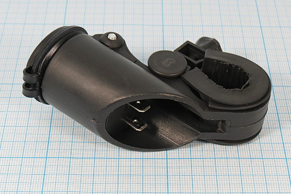 Разъем питания для велосипеда (на руль) розетка USBx2 с синей подсветкой, контакты 2T, d20-30