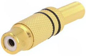 CC-108, Вилка: RCA: "мама": с амортизатором: прямой: пайка: позолота: 5мм CC-108, Вилка: RCA: "мама": с амортизатором: прямой: пайка: позолота: 5мм