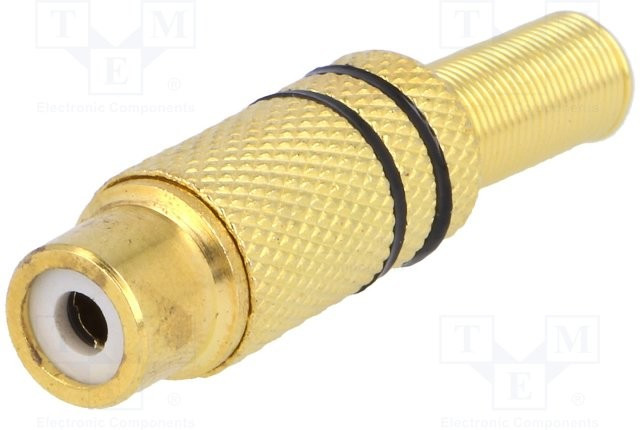 CC-108, Вилка: RCA: "мама": с амортизатором: прямой: пайка: позолота: 5мм CC-108, Вилка: RCA: "мама": с амортизатором: прямой: пайка: позолота: 5мм