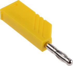 934100103, Yellow Male Banana Plug, 4 mm Connector, Screw Termination, 24A, 60V dc, Nickel Plating