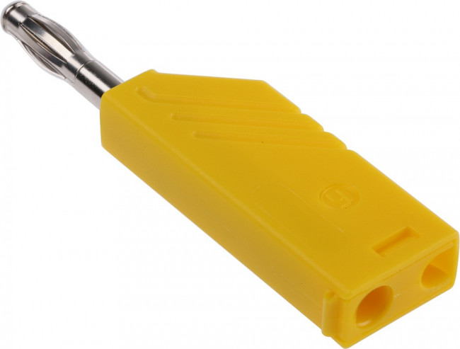 934100103, Yellow Male Banana Plug, 4 mm Connector, Screw Termination, 24A, 60V dc, Nickel Plating