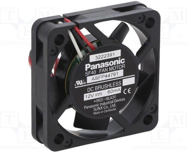 ASFP44791, Вентилятор: DC; осевой; 12ВDC; 40x40x10мм; 8,4куб.м/ч; 21,5дБА